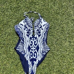 Show stopping Navy and White  One Piece Swimsuit